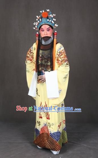 Chinese Peking Opera Old Male the Royal Consort of Tang Costumes Emperor Xuanzong Apparel Garment and Headwear