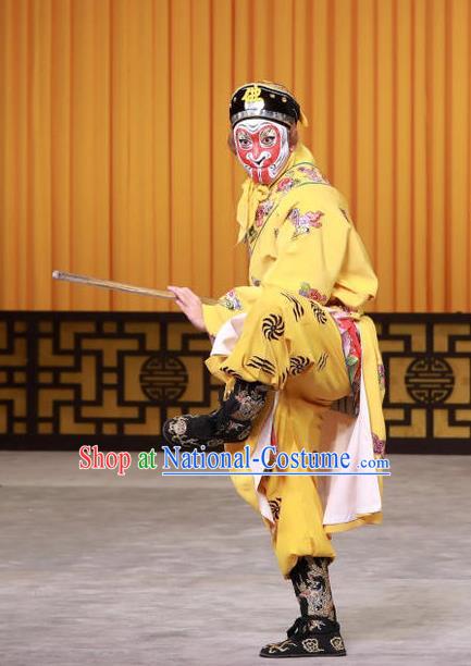 Chinese Peking Opera Martial Male Apparel A Monkey King Costumes Takefu Wusheng Sun Wukong Garment and Headwear