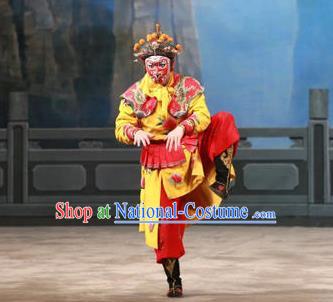 Chinese Peking Opera Takefu A Monkey King Costumes Wusheng Martial Male Sun Wukong Garment Apparel and Headwear