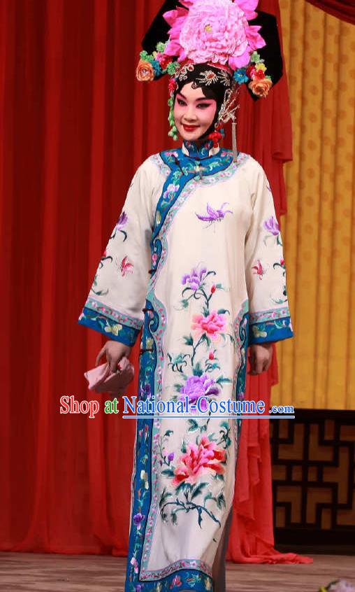 Chinese Peking Opera Hua Dan Costumes the Fourth Son Visits His Mother Diva Princess Apparel Garment Dress and Headwear