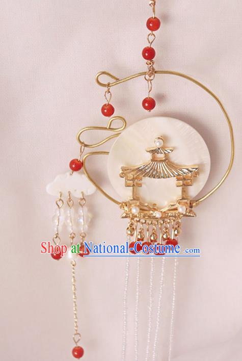 Chinese Handmade Carving Shell Belt Accessories Handmade Tassel Waist Pendant