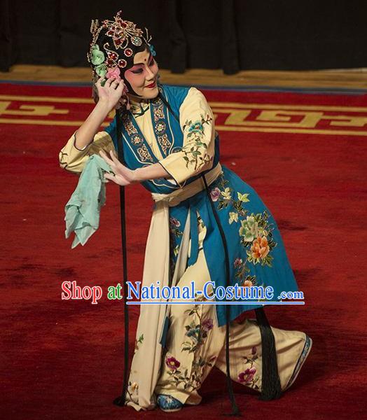 Traditional Chinese Peking Opera Young Lady Dress Apparel The Dream in Lady Chamber Garment Maid Costumes and Headdress