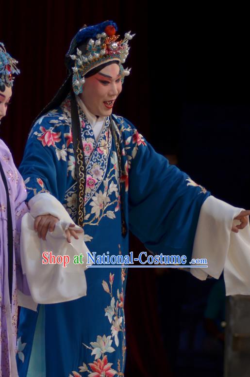 Chinese Peking Opera Niche Embroidered Mangnolia Garment The Dream in Lady Chamber Apparels Young Male Costumes and Headwear