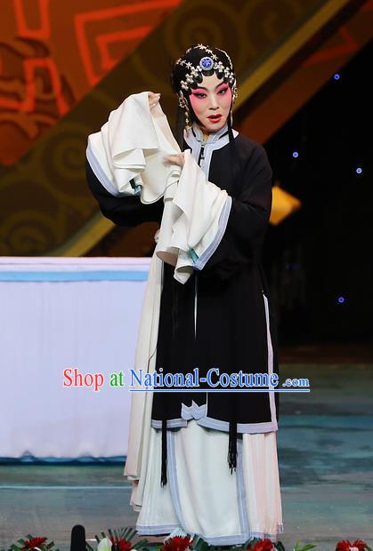 Traditional Chinese Peking Opera Dan Tsing Yi Garment Dress San Niang Jiao Zi Distress Maiden Wang Chune Costumes and Headwear