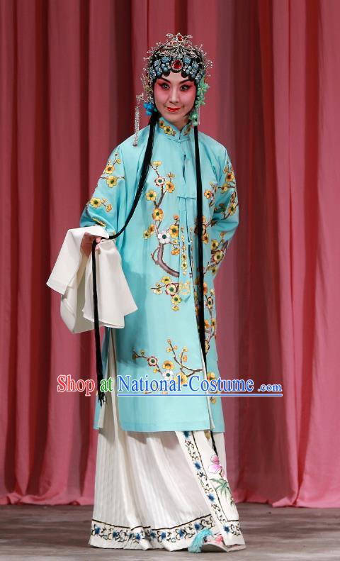 Traditional Chinese Peking Opera Diva Green Dress Garment Return of the Phoenix Costumes Apparels Rich Lady Cape and Headdress