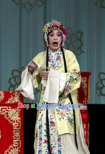 Traditional Chinese Peking Opera Ugly Female Yellow Dress Garment Return of the Phoenix Costumes and Headwear