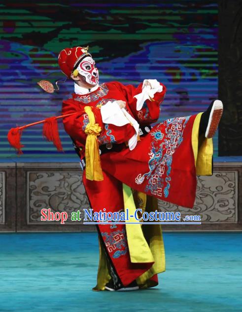 Chinese Peking Opera Havoc In Heaven Costumes Garment Monkey King Sun Wukong Horse Official Apparels and Headwear