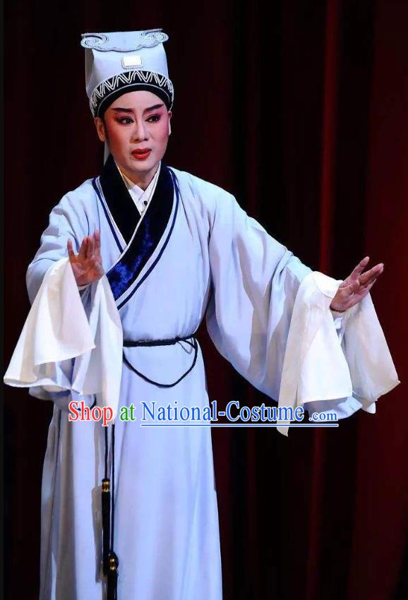 Chinese Beijing Opera Scholar Garment Kun Opera Jade Hairpin Apparels Young Male Pan Bizheng Costumes and Hat