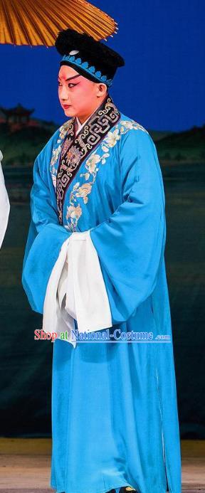 Chinese Beijing Opera Scholar Xu Xian Garment Henan Opera Legend of the White Snake Young Men Apparels Costumes and Hat