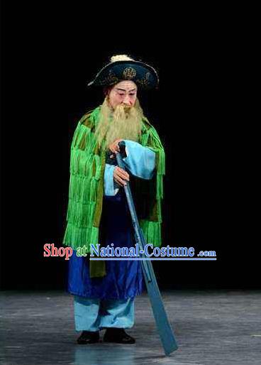 Chinese Beijing Opera Elderly Male Garment Henan Opera Legend of the White Snake Apparels Fisherman Costumes and Hat