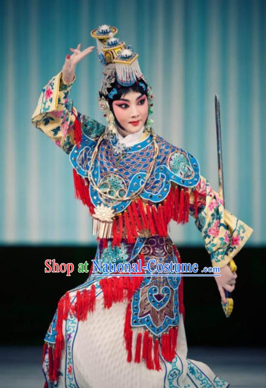 Traditional Chinese Peking Opera Martial Actress Dress Farewell My Concubine Costumes Wudan Yu Ji Garment and Headwear