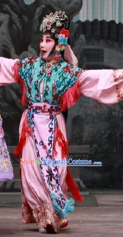 Chinese Traditional Peking Opera Servant Girl Costumes Matchmaker Garment Young Lady Pink Dress Apparels and Headdress