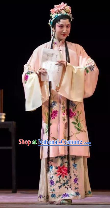 Chinese Kun Opera Costumes Apparels Garment The Fragrant Companion Peking Opera Hua Tan Pink Dress and Headdress