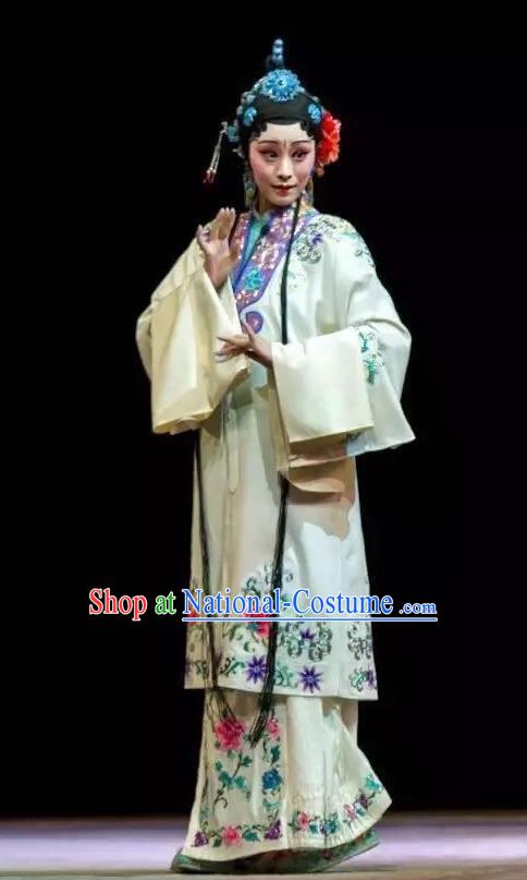 Chinese Kun Opera Diva Costumes Garment The Fragrant Companion Peking Opera Hua Tan White Dress Apparels and Headwear