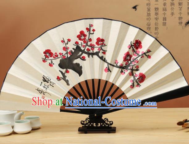 Chinese Traditional Hand Painting Plum Blossom Paper Fan Classical Dance Accordion Fans Folding Fan