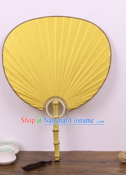 Handmade Chinese Yellow Paper Fans Traditional Classical Dance Fan for Women