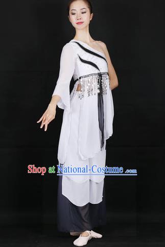 Chinese Feng He Yu Li Folk Dance White Dress Traditional Classical Dance Stage Performance Costume for Women