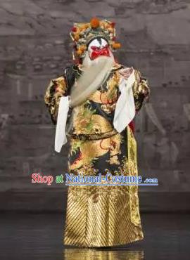 Chinese Kun Opera Painted Face Role Apparels The Peach Blossom Fan Peking Opera Garment Elderly Male Costumes and Hat