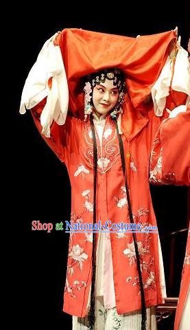 Chinese Kun Opera Bride Dress Costumes The Peach Blossom Fan Li Xiangjun Apparels Peking Opera Young Female Role Garment and Headdress