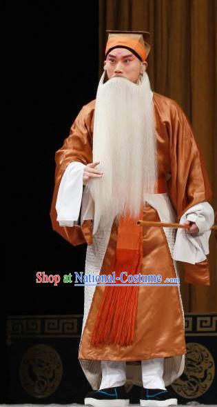 Chinese Classical Kun Opera Grandpa Old Men Apparels The Story of Pipa Peking Opera Garment Elderly Male Golden Costumes and Headwear