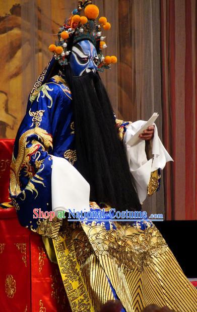 Chinese Classical Kun Opera Elderly Male Apparels Princess Baihua Peking Opera Painted Face Role Official Costumes and Headwear