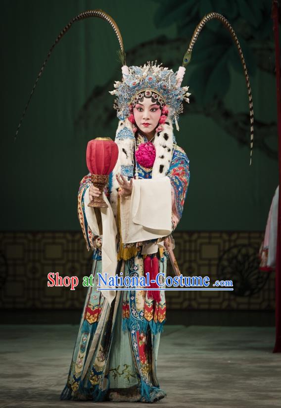 Chinese Kun Opera Hua Tan Hanfu Dress Princess Baihua Peking Opera Blues Garment Apparels Costumes and Headdress