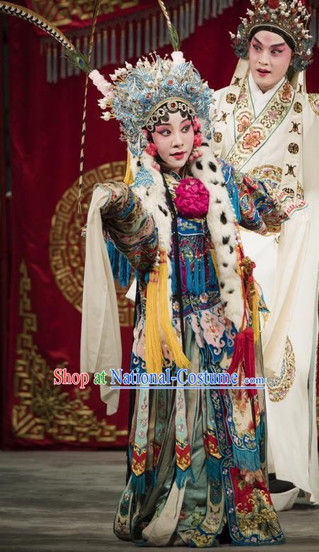 Chinese Kun Opera Hua Tan Hanfu Dress Princess Baihua Peking Opera Blues Garment Apparels Costumes and Headdress