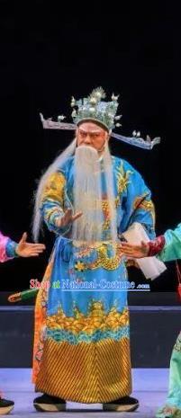 Chinese Classical Kun Opera Chancellor Apparels Princess Baihua Peking Opera Elderly Male Costumes Official Garment and Helmet