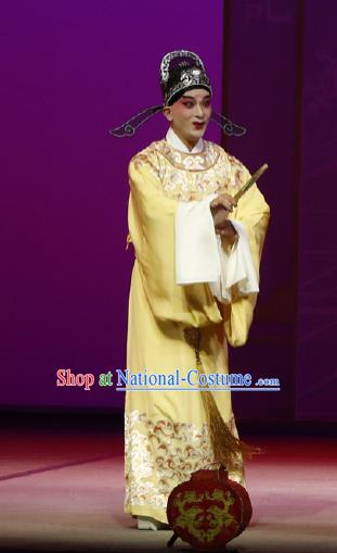 Chinese Classical Kun Opera The Purple Hairpin Young Male Apparels Peking Opera Scholar Costumes Li Yi Garment and Hat