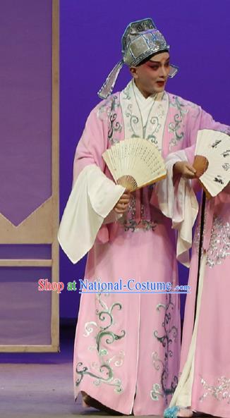 Chinese Classical Kun Opera Scholar The Purple Hairpin Apparels Peking Opera Niche Costumes Young Male Li Yi Garment and Hat