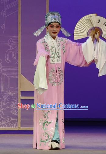 Chinese Classical Kun Opera Scholar The Purple Hairpin Apparels Peking Opera Niche Costumes Young Male Li Yi Garment and Hat