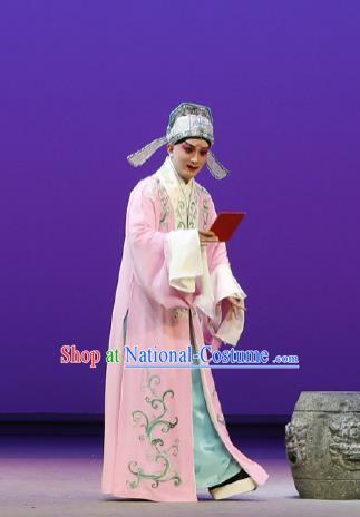 Chinese Classical Kun Opera Scholar The Purple Hairpin Apparels Peking Opera Niche Costumes Young Male Li Yi Garment and Hat