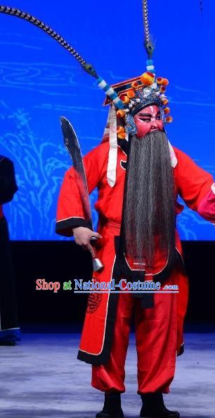 Chinese Classical Kun Opera Figurant Wusheng Apparels Injustice of Dou E Peking Opera Executioner Costumes and Headwear