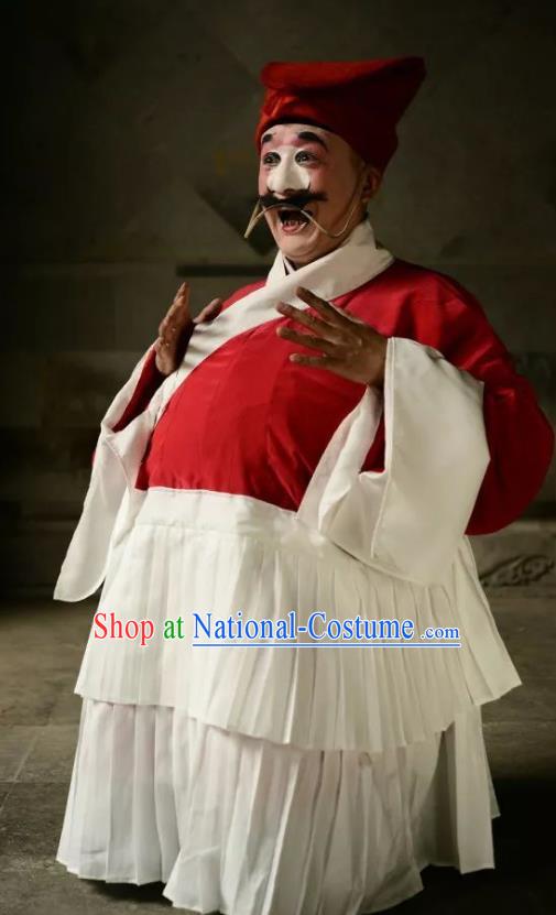 Heros Chinese Kun Opera Chou Role Garment Apparels Clothing and Headwear Kunqu Opera Clown Wu Dalang Costumes