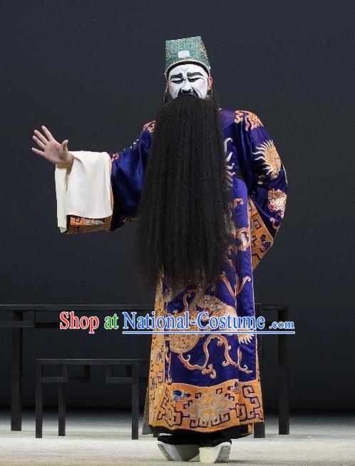 Chinese Kun Opera Treacherous Official Garment Apparels Clothing and Headwear Wu Shi Ji Kunqu Opera Laosheng Elderly Male Costumes