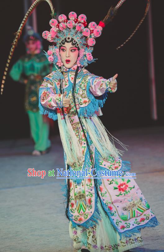 Chinese Kun Opera Blues Princess Yao Fang Dress Apparels Costumes and Headdress Nan Ke Dream Kunqu Opera Martial Female Garment