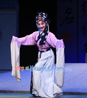 Chinese Kun Opera Country Woman Dress Costumes and Headdress Number One Scholar Zhang Xie Kunqu Opera Poor Female Garment Apparels