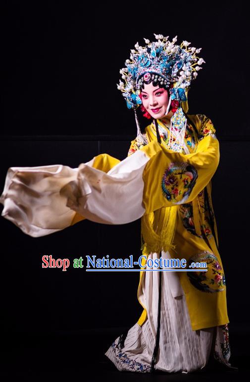 Chinese Kun Opera Hua Tan Dress Costumes and Headdress Rain on the Phoenix Tree Kunqu Opera Imperial Consort Yang Garment Apparels