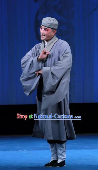 Bai Luo Shan Chinese Kun Opera Clown Apparels Garment Costumes and Headwear Kunqu Opera Monk Frock Clothing