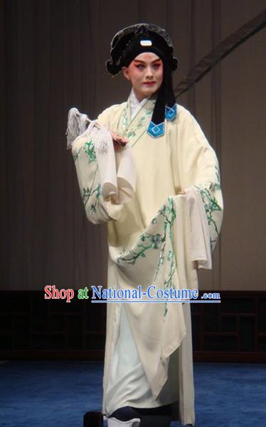 Bai Luo Shan Chinese Kun Opera Xiaosheng Niche Apparels Garment Costumes and Headwear Kunqu Opera Scholar Xu Jizu Robe Clothing