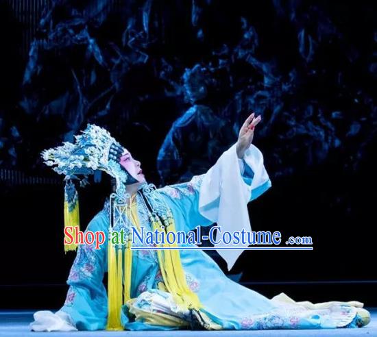 Chinese Kun Opera Noble Consort Yang Dress Costumes and Headdress Rain on the Phoenix Tree Kunqu Opera Diva Garment Apparels