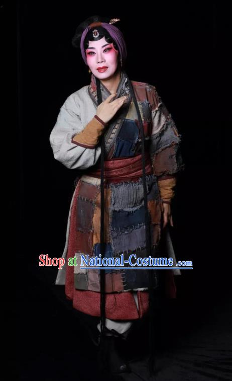 Chinese Kun Opera Poor Woman Dress Costumes and Headdress Meng Jiangnv Sends Winter Clothes Kunqu Opera Country Female Tian Garment Apparels