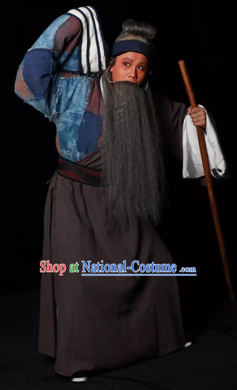 Meng Jiangnv Sends Winter Clothes Chinese Kun Opera Elderly Male Garment Costumes and Headwear Kunqu Opera Poor Man Apparels Clothing