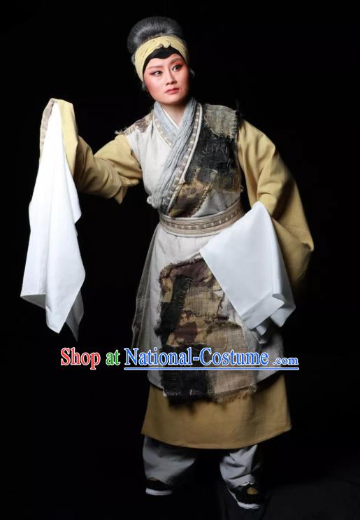 Chinese Kun Opera Elderly Woman Dress Costumes and Headdress Meng Jiangnv Sends Winter Clothes Kunqu Opera Old Dame Garment Apparels