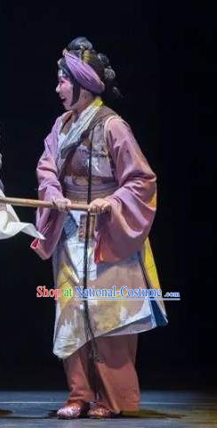 Chinese Kun Opera Country Woman Dress Costumes and Headdress Meng Jiangnv Sends Winter Clothes Kunqu Opera Poor Female Garment Apparels