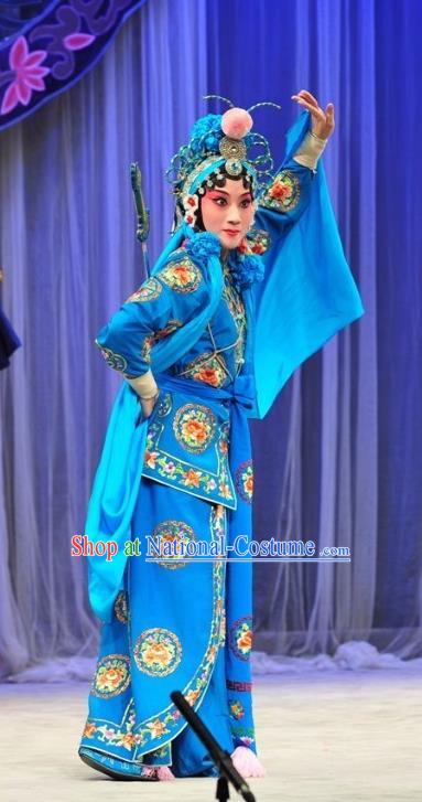 Chinese Kun Opera Swordsplay Woman Apparels Costumes and Headpieces Leifeng Pagoda Kunqu Opera Martial Female Dress Garment