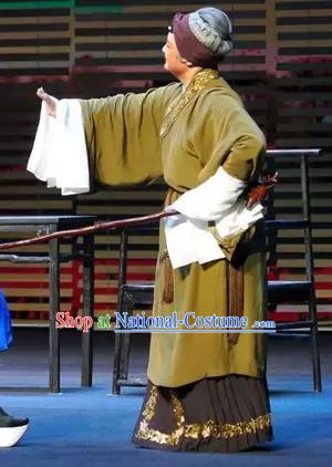 Chinese Kun Opera Elderly Woman Apparels Costumes and Hair Accessories Kunqu Opera Gu Yanwu Old Dame Dress Garment