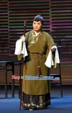 Chinese Kun Opera Elderly Woman Apparels Costumes and Hair Accessories Kunqu Opera Gu Yanwu Old Dame Dress Garment