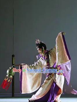 Chinese Kun Opera Hua Tan Queen Nan Apparels Costumes and Hair Accessories Kunqu Opera Confucius Dress Actress Garment