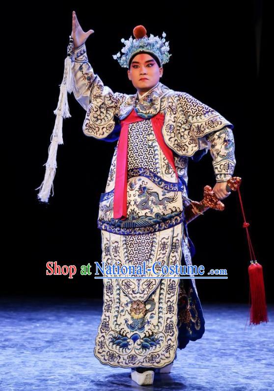 Chinese Kun Opera Martial Man Wusheng Tu An Gu Costumes and Headwear Kunqu Opera Young Male Garment General Kao Apparels